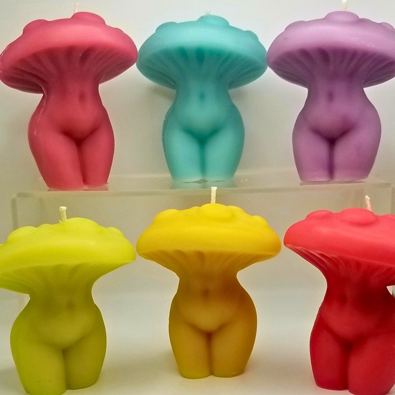 Mushroom Goddess Beeswax Candles